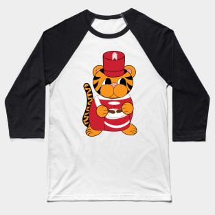 Tiger Drummer Marching Band Red White Baseball T-Shirt